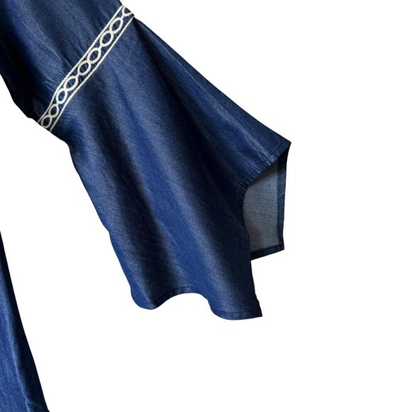 Shyanne Sm Top Tunic Boho Western Festival 3/4 Sleeve Lace Up V Neck Embroidered - Picture 8 of 16